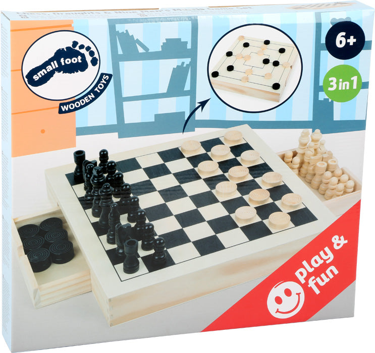 Small Foot - Chess, Draughts & Nine Men's Morris Game Set