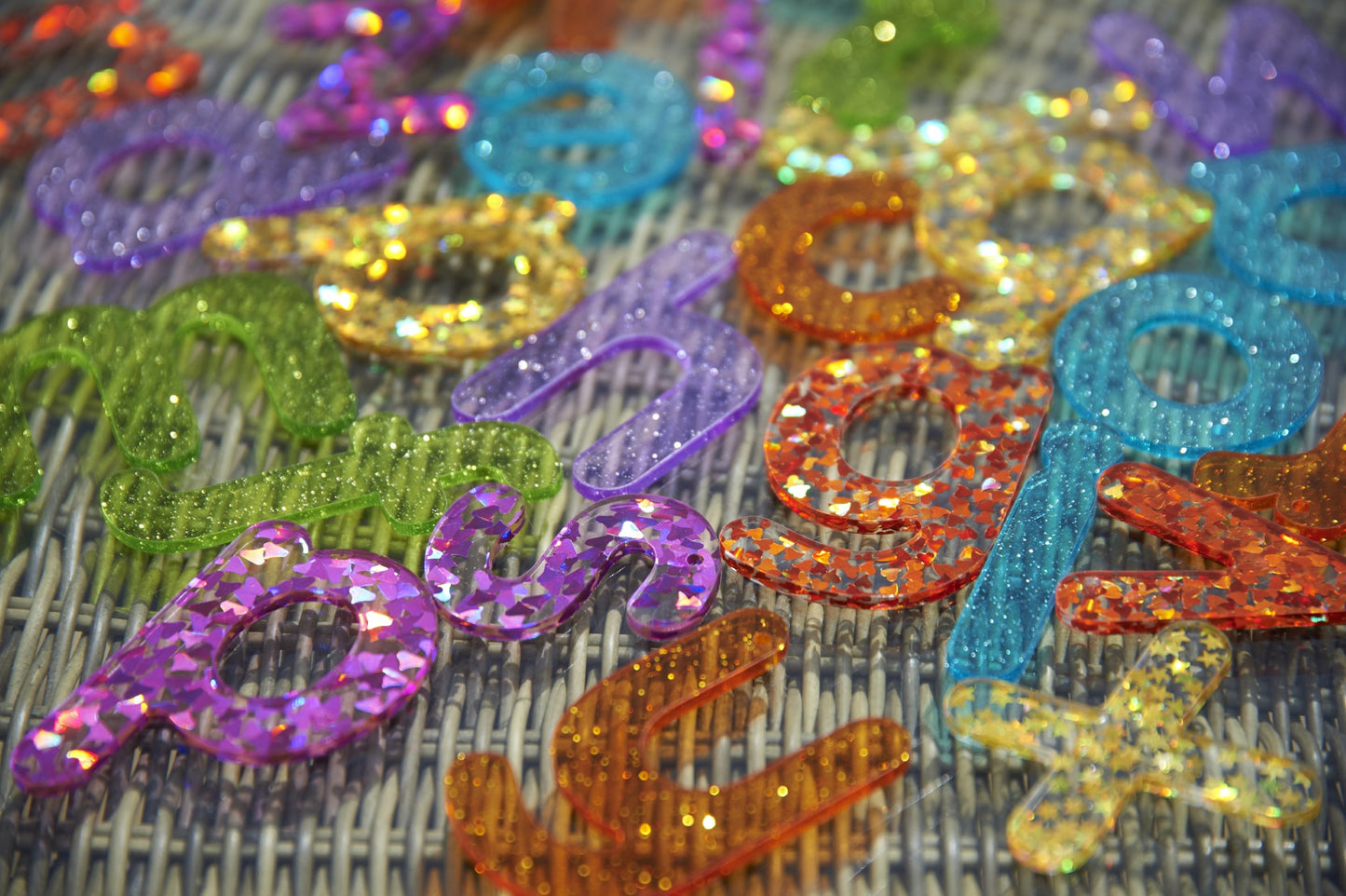 Tickit - Regenboog Glitter Letters - Transparant