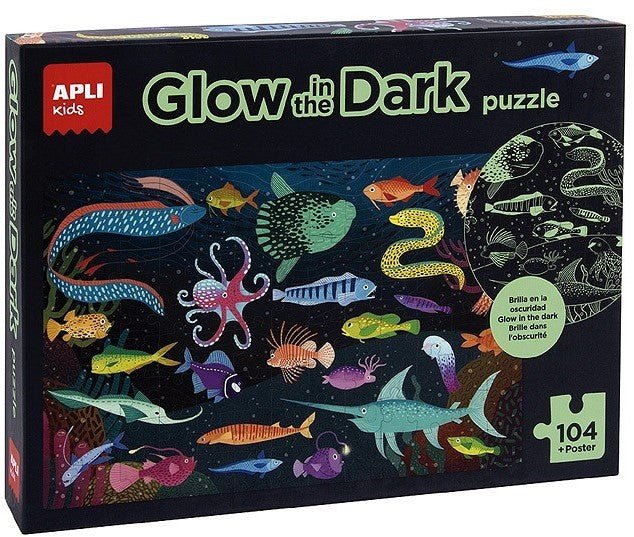 Apli Kids - Oceaan Puzzel Glow in the Dark 104 - delig + poster - Playlaan