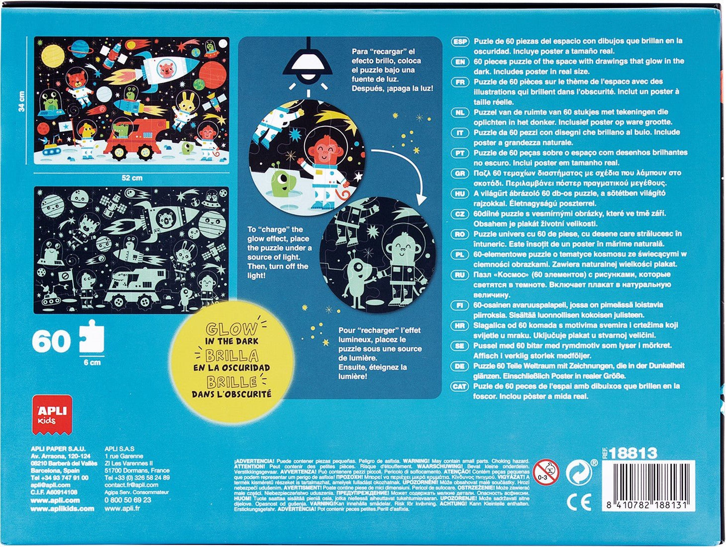Apli Kids - Ruimte Glow in the dark puzzel 60 - delig + poster - Playlaan