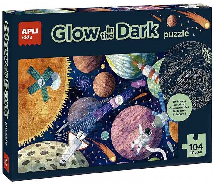 Apli Kids - Zonnestelsel Glow in the dark puzzel + poster (104 - delig) - Playlaan