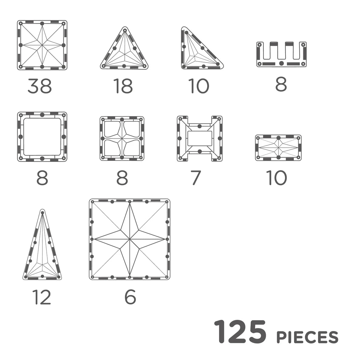 Cleverclixx - Creative Pack Pastel 125 stuks - Magnetisch Bouwspeelgoed - Playlaan