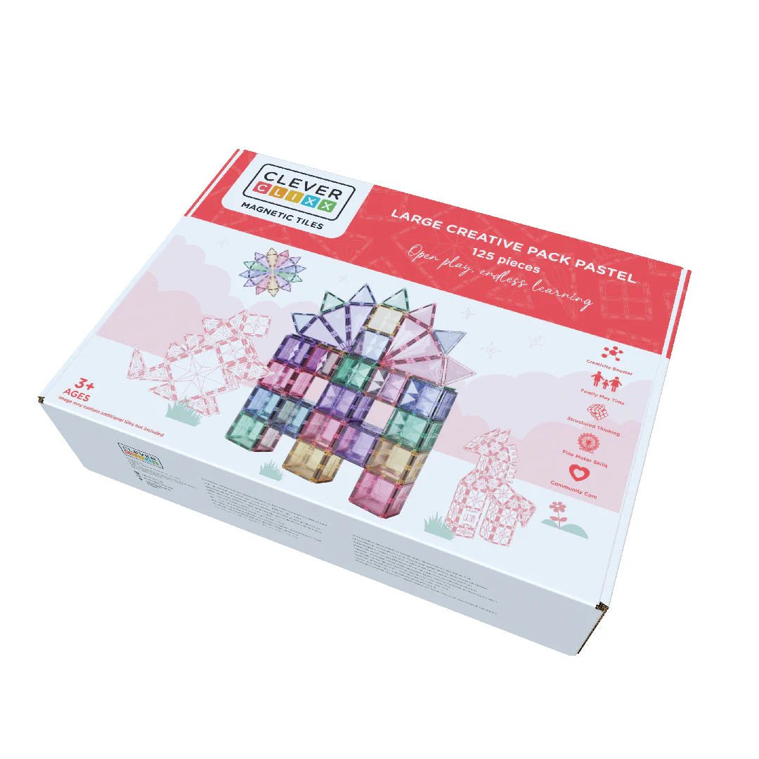 Cleverclixx - Creative Pack Pastel 125 stuks - Magnetisch Bouwspeelgoed - Playlaan