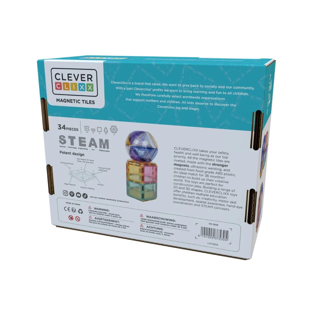 Cleverclixx - Small Curved Pack 34 stuks - Pastel - Playlaan
