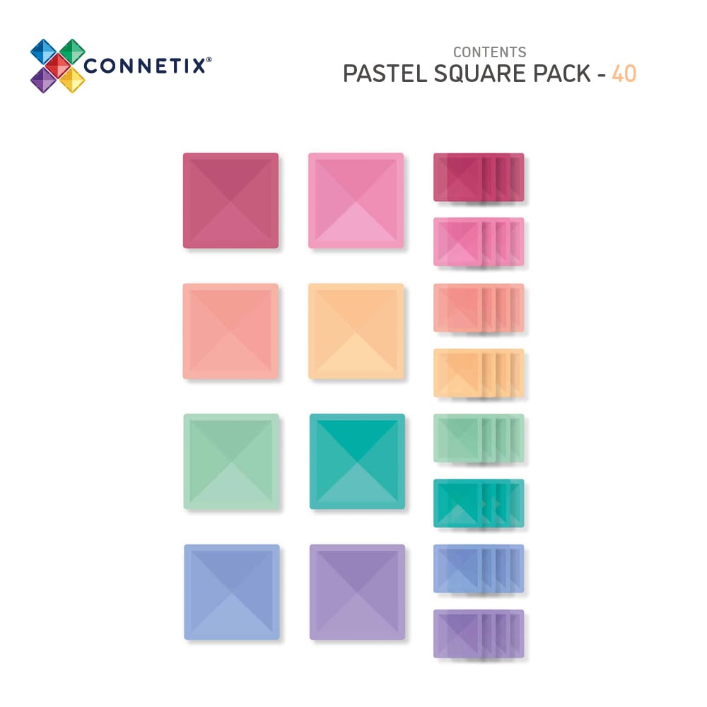 Connetix - Pastel Square Pack 40 pc - Magnetisch Bouw en Constructie Tegels - Playlaan