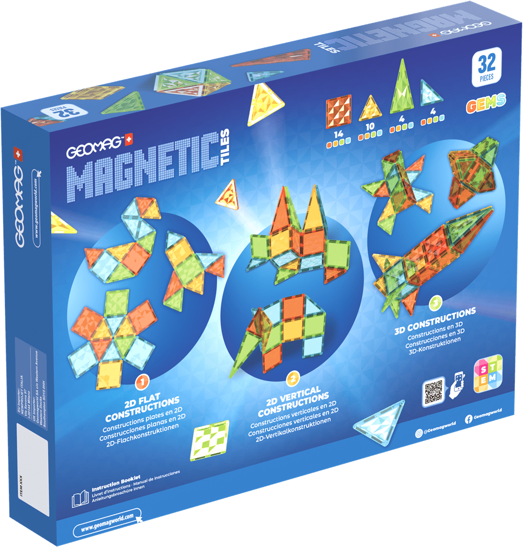 Geomag - Magnetische Tegels Edelstenen 32 - delig - Playlaan