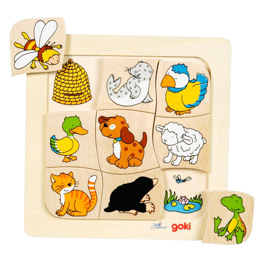 Goki - Houten Legpuzzel Wie Leeft Waar - Playlaan