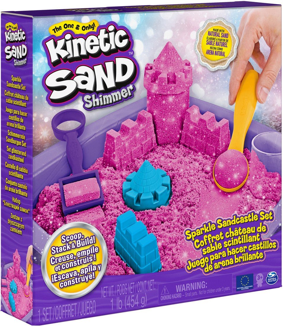 Kinetic Sand - Kinetic Sand - Glinsterend Speelzand Zandkasteel - Set 453 gram Roze incl geregschaap - Playlaan