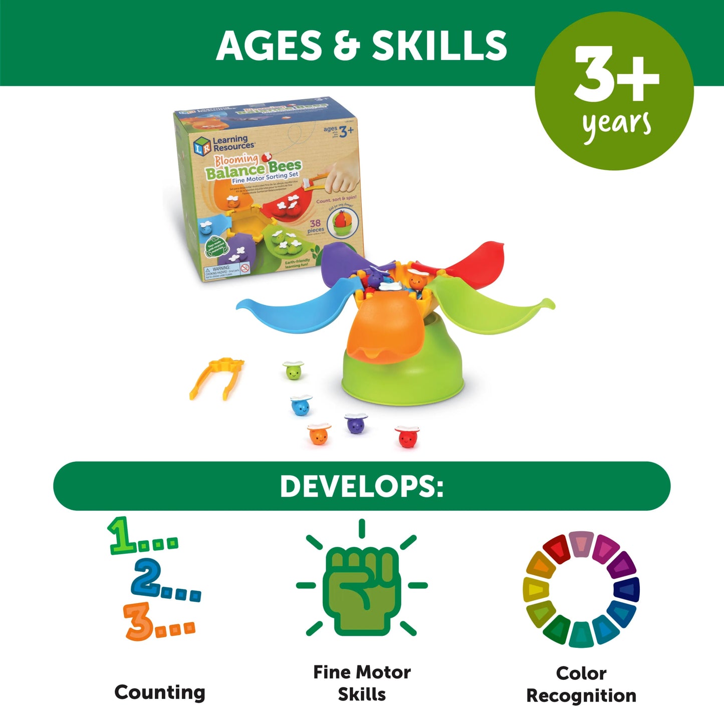 Learning Resources - Blooming Balance Bijen - Fijnmotor Sorteerspel - Playlaan