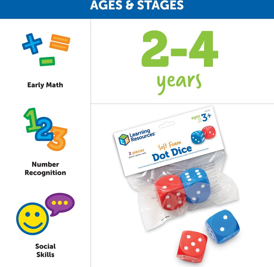 Learning Resources - Learning Resources - Schuim Dot Dobbelstenen 2stuks - Playlaan