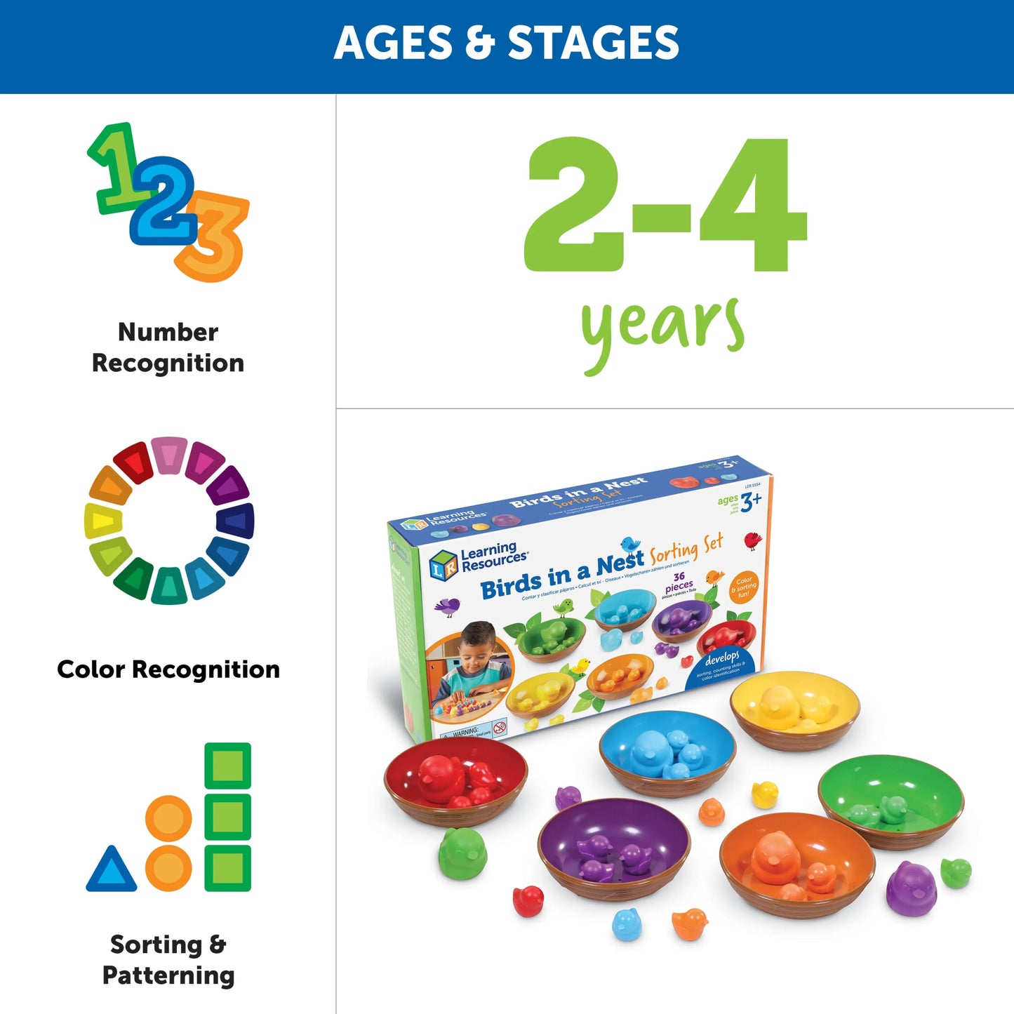Learning Resources - Vogels in een Nest - Sorteerset - Playlaan