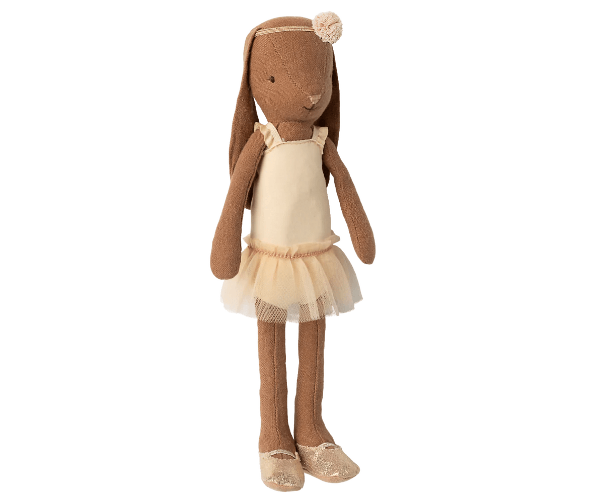 Maileg - Maileg - Bunny maat 2 - Chocoladebruin - Balletpakje en rok crème - Playlaan