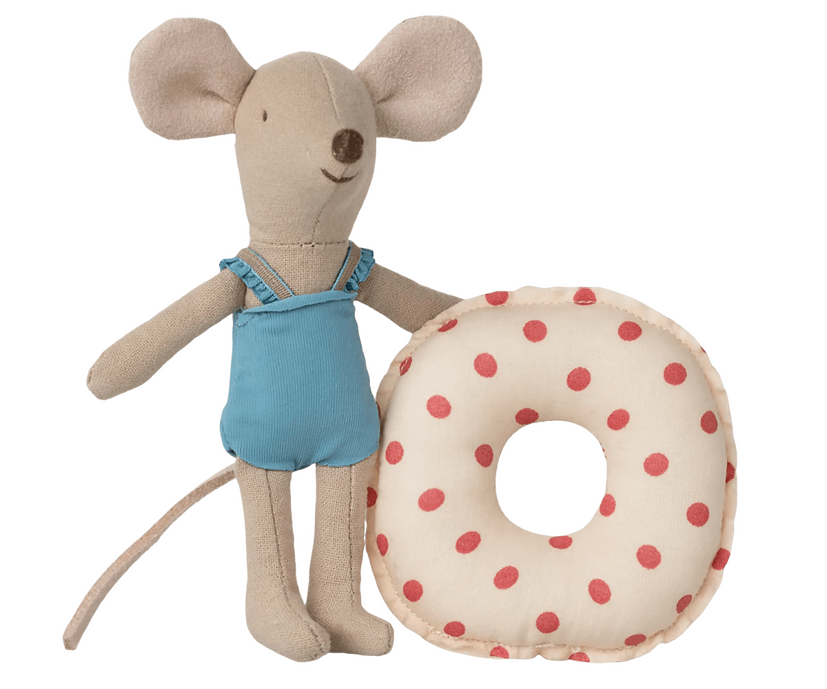 Maileg - Maileg - Strandmuis met Zwemband Kleine Zus - Rode stippen - Playlaan