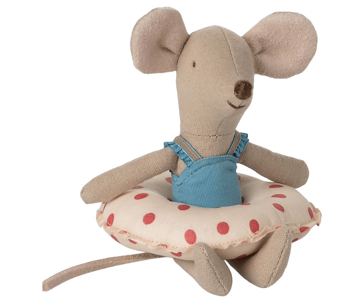 Maileg - Maileg - Strandmuis met Zwemband Kleine Zus - Rode stippen - Playlaan