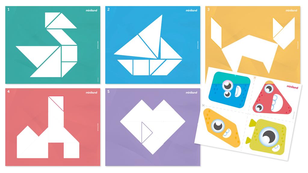 Miniland - Miniland - Sensorische Tangram Transparant 28st - Playlaan