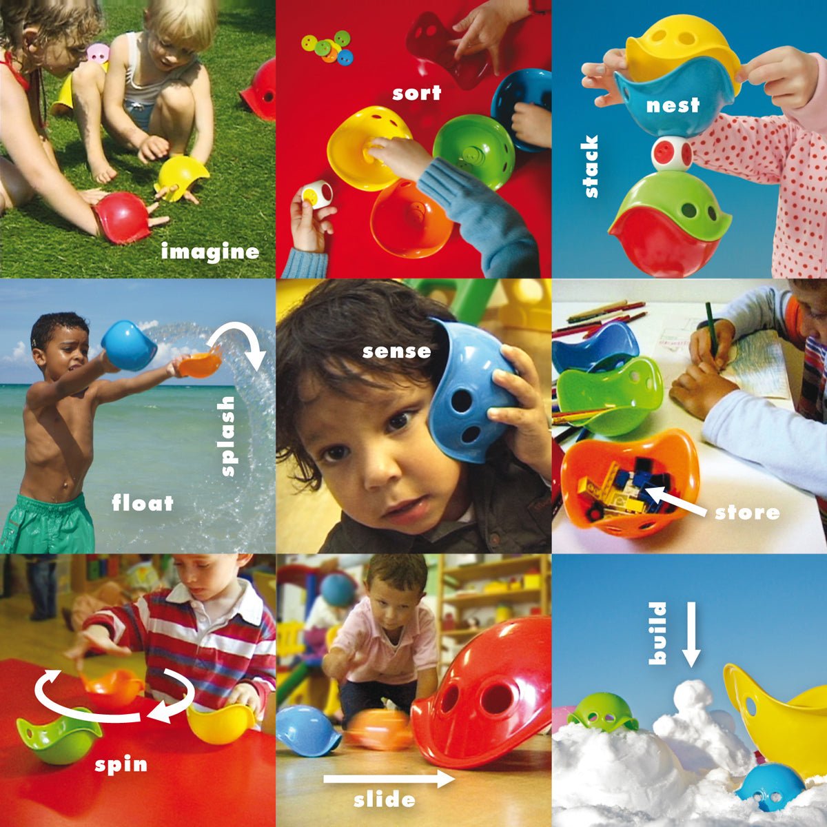 Moluk - Bilibo Mini - Sensomotoriek Activiteiten Schelpen - Set van 6 - Playlaan