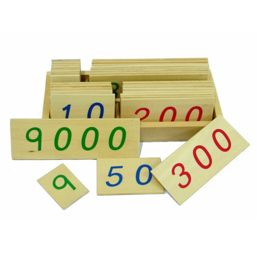 Moyo Montessori - Kleine houten cijferkaarten met doos (1 - 9000), Montessori incl. kist - Playlaan