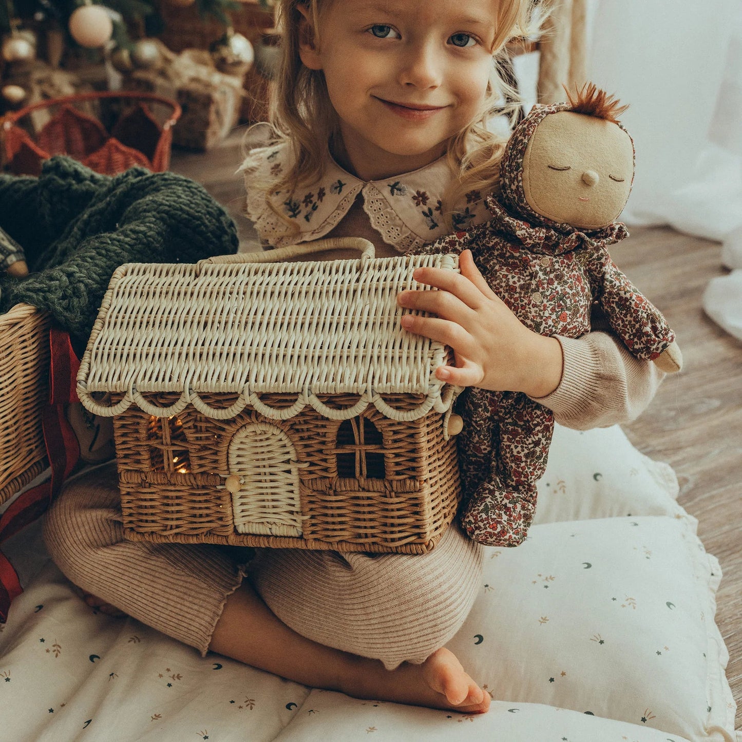 Olli Ella - Rattan Gingerbread Casa Clutch / Natural & Straw - Playlaan