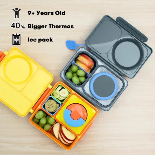 Omielife - Omielife - OmieBox UP Bento lunchbox met RVS thermos soepbeker - Grafiet - Playlaan