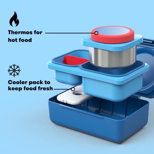 Omielife - Omielife - OmieBox UP Bento lunchbox met RVS thermos soepbeker - Kosmisch blauw - Playlaan