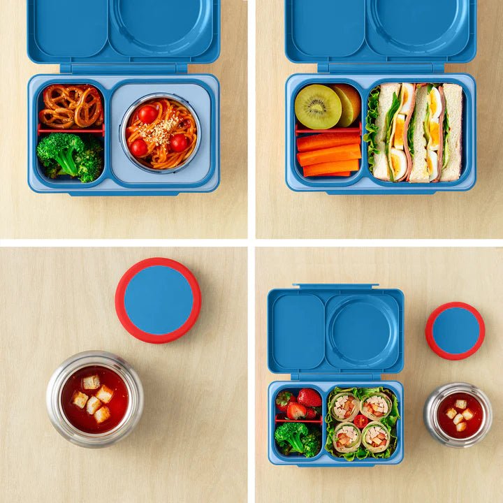 Omielife - Omielife - OmieBox UP Bento lunchbox met RVS thermos soepbeker - Kosmisch blauw - Playlaan