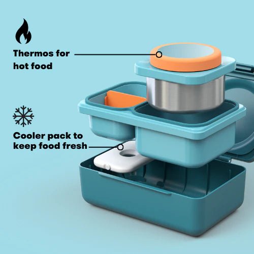 Omielife - Omielife - OmieBox UP Bento lunchbox met RVS thermos soepbeker - Teal groen - Playlaan