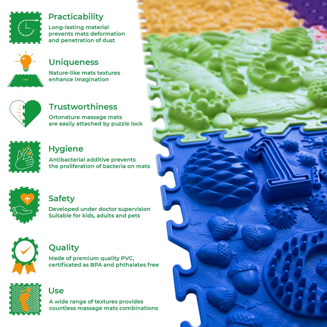 Ortonature - Orthopedic puzzle floor mat - set "'Happy Path" - Playlaan
