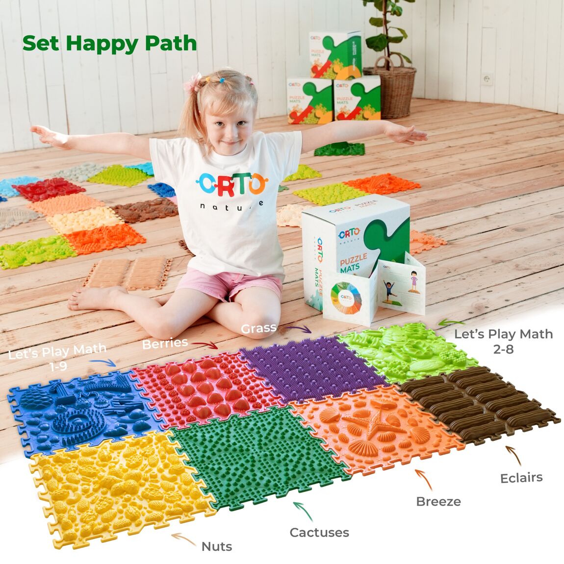 Ortonature - Orthopedic puzzle floor mat - set "'Happy Path" - Playlaan