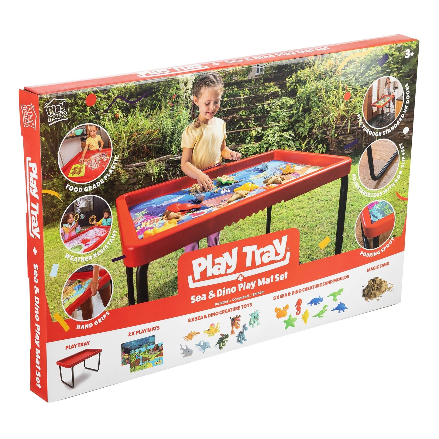 Playhouse - Play Tray Set - Zee & Dino Speelfiguren + Speelmat + Magic Sand + Mallen - Playlaan