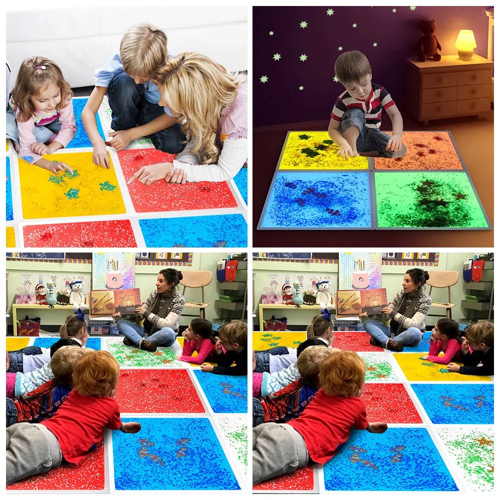 Playlaan - Sensorische Vloeibare Tegels Zeedieren UV lichtgevend - set van 4 - Playlaan