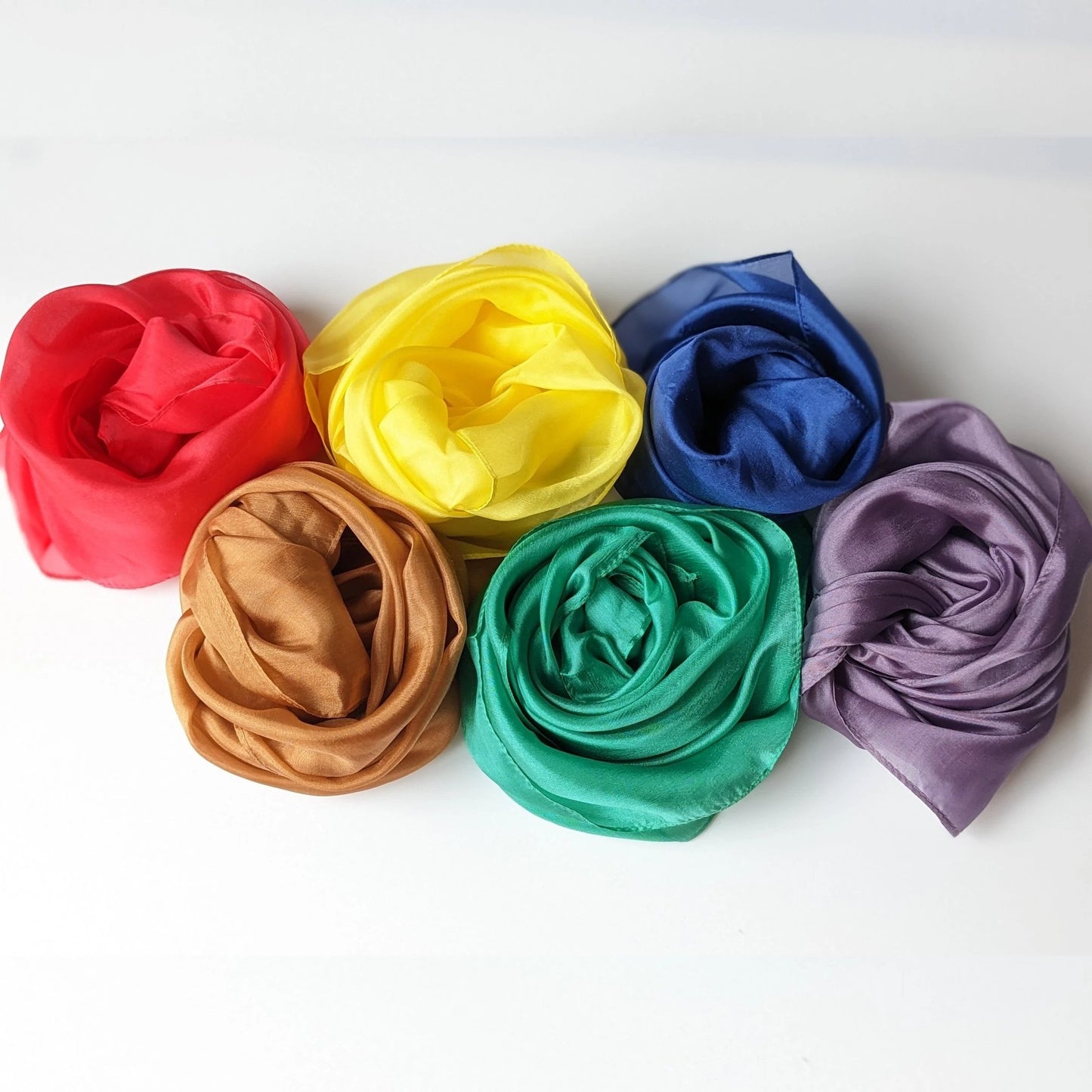 Speelzijde Regenboog 6st- Zijden doeken