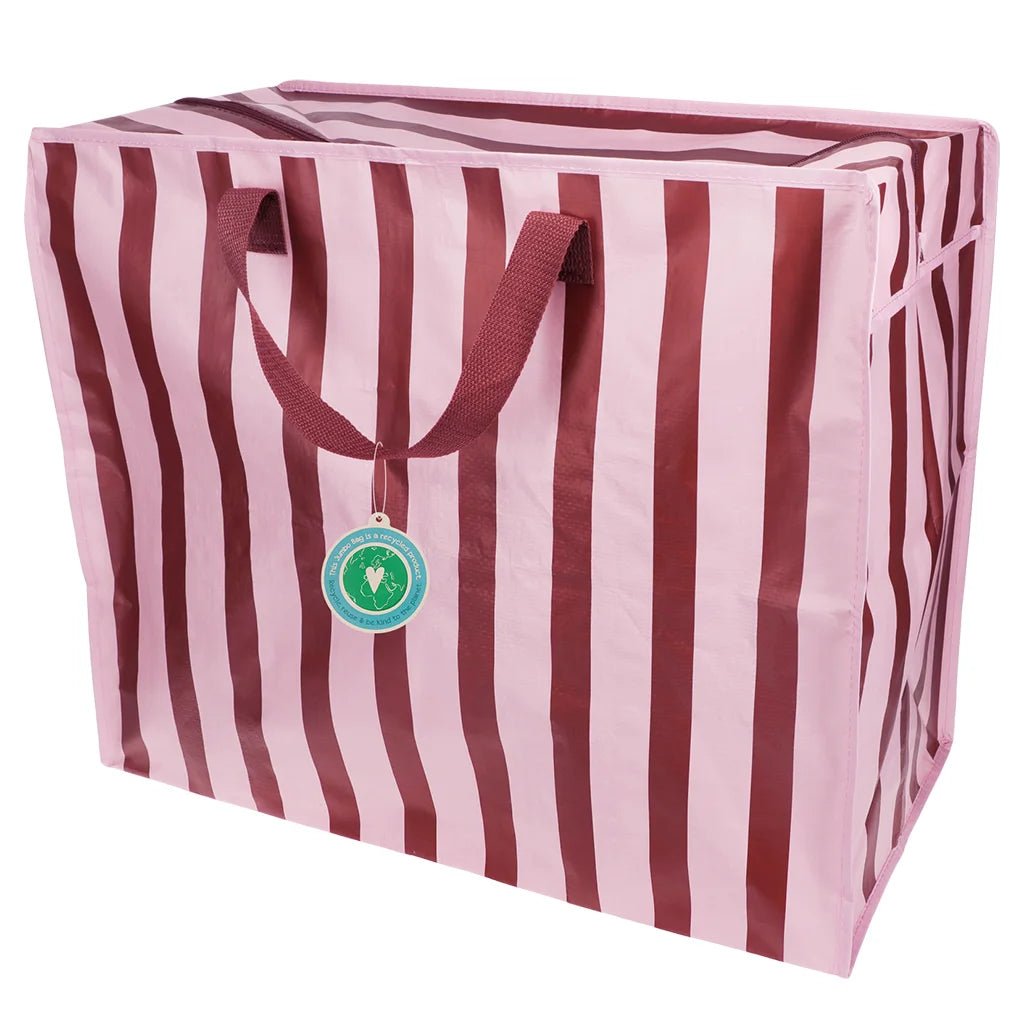 Rex London - Rex London - Jumbo opbergtas - Pink with brown stripe Vintage - Playlaan
