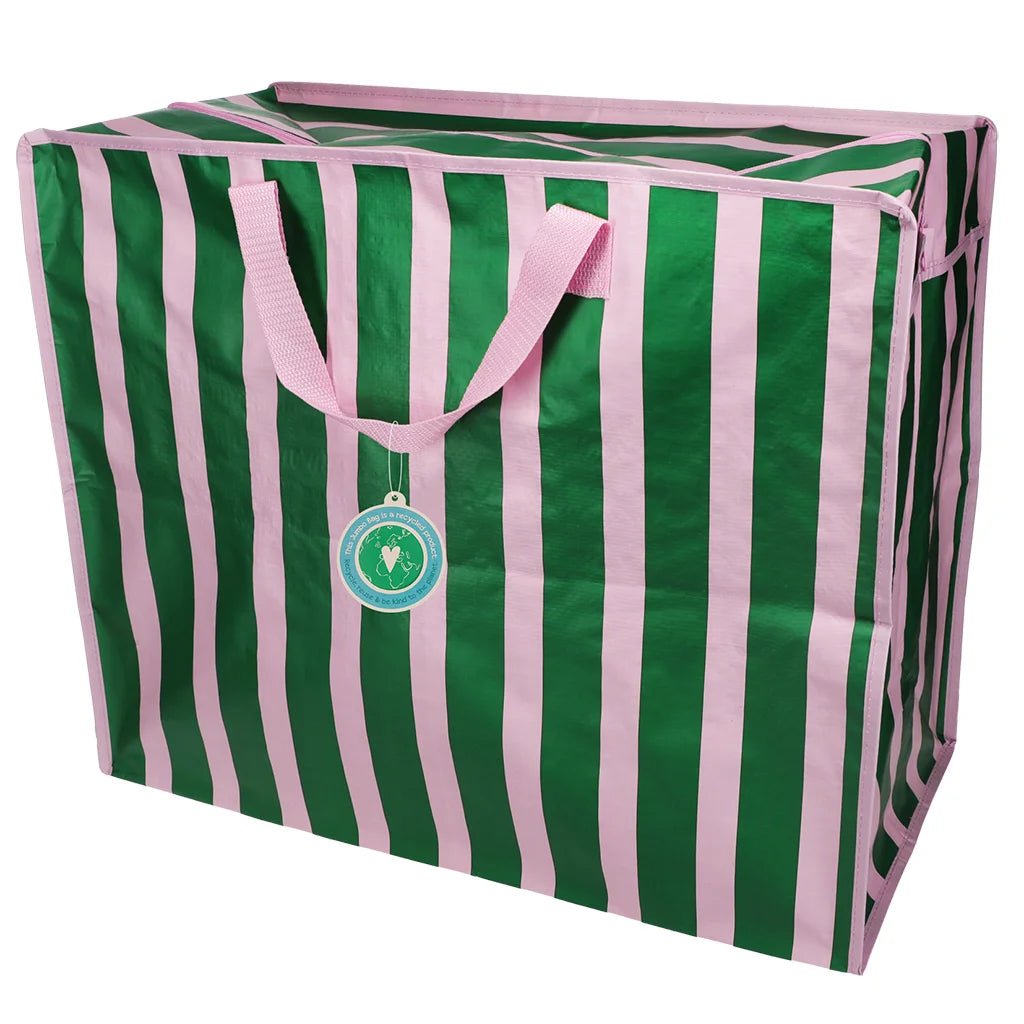 Rex London - Rex London - Jumbo opbergtas - Pink with green stripe - Playlaan