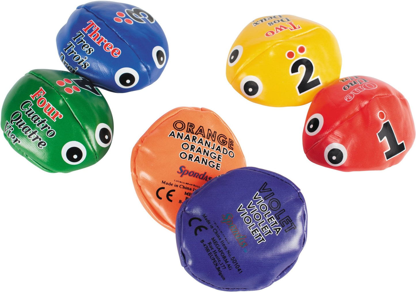 Spordas - Spordas - Edubug pittenzakjes met cijfers set van 6 - Playlaan