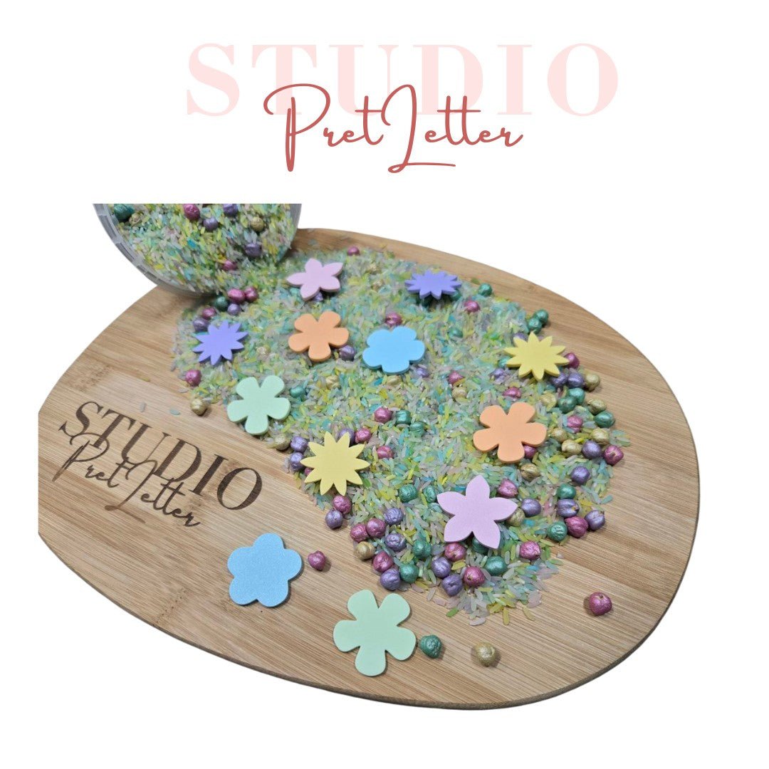 Studio Pretletter - Studio Pretletter - Speelrijst Bloemen mix met Loose Parts (600g) - Playlaan