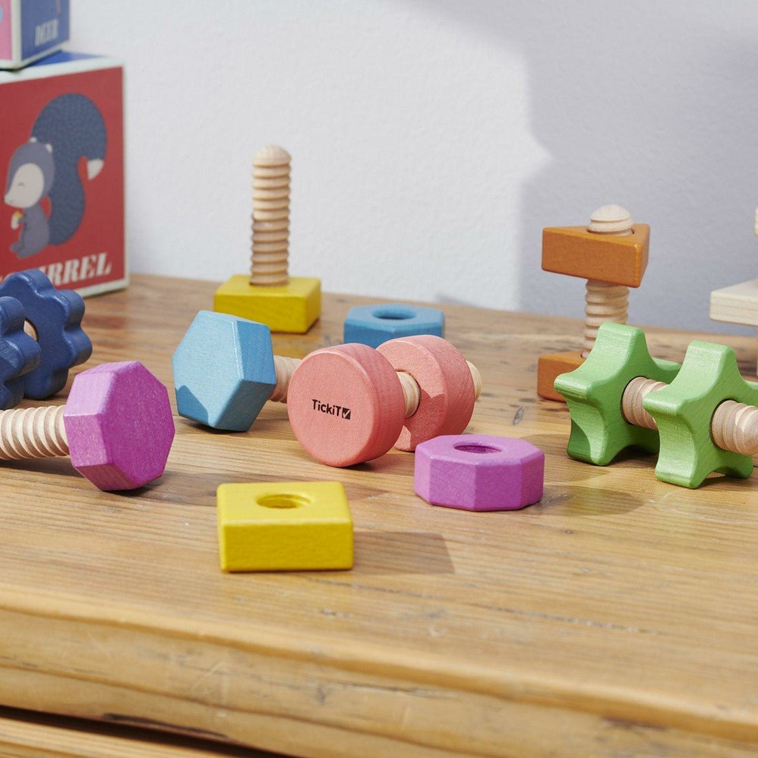 Tickit - Regenboog Houten Moeren & Bouten 7 stuks - Playlaan