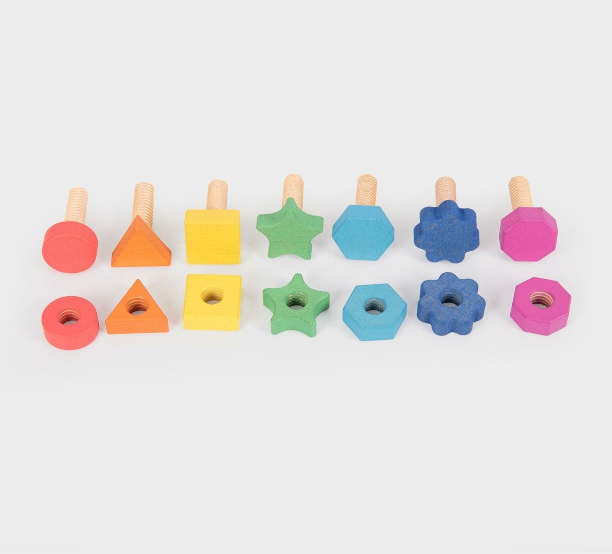 Tickit - Regenboog Houten Moeren & Bouten 7 stuks - Playlaan