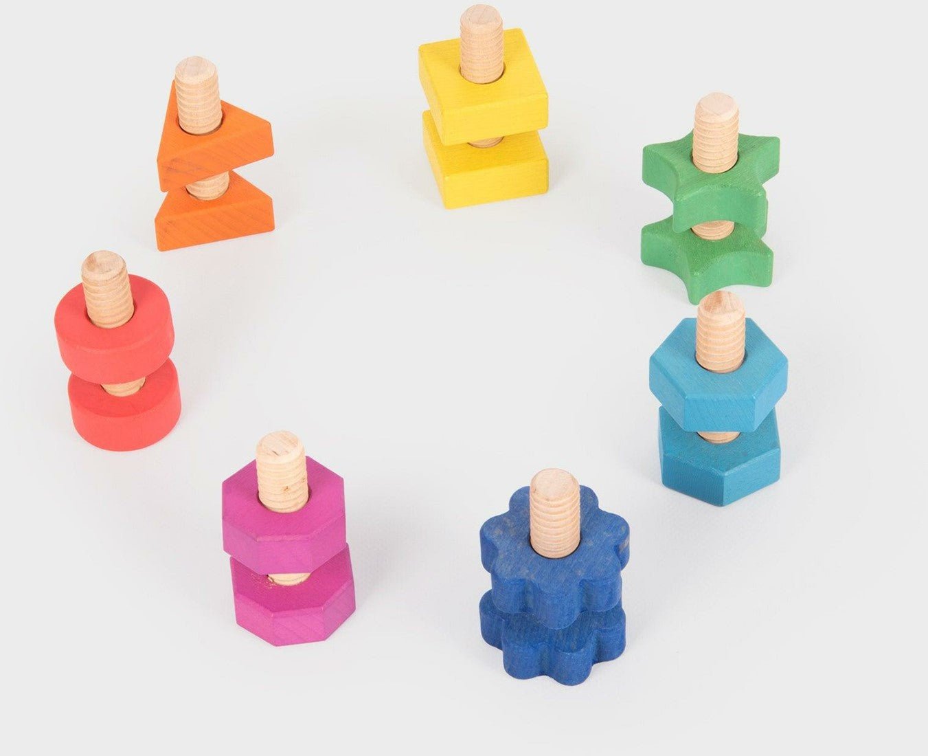 Tickit - Regenboog Houten Moeren & Bouten 7 stuks - Playlaan