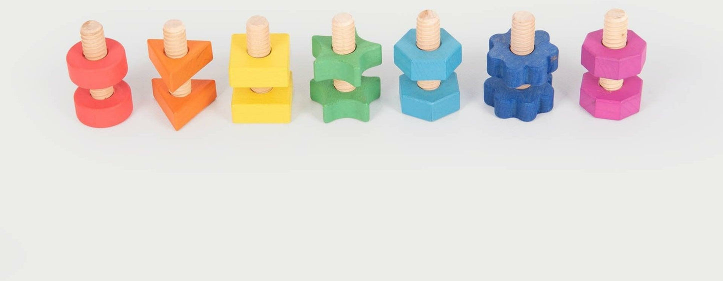 Tickit - Regenboog Houten Moeren & Bouten 7 stuks - Playlaan