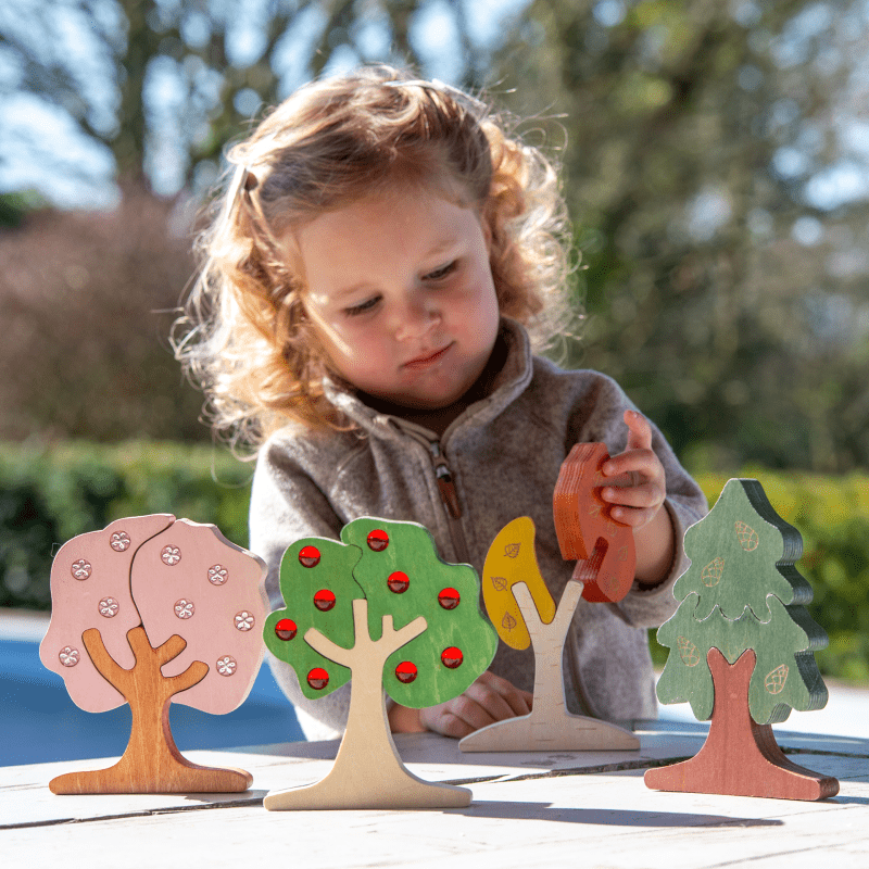Tickit - Tickit - Houten Bomen puzzel met Edelstenen - Vier seizoenen - Playlaan