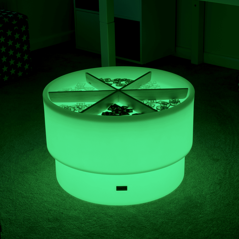 Tickit - Tickit - Sensorische ontdekkingstafel met LED - sfeerverlichting en houten scheidingswand - Playlaan