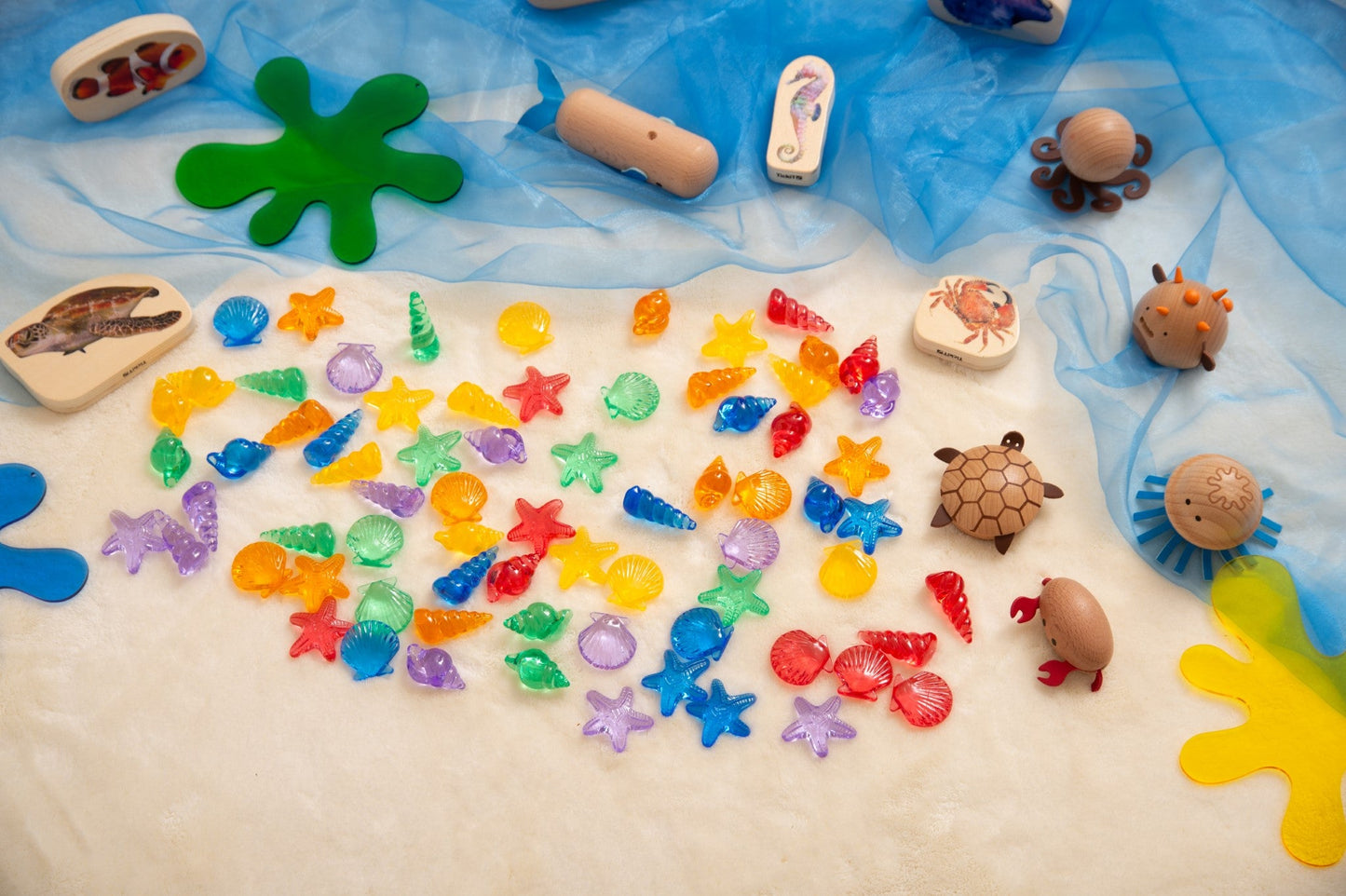 Tickit - Transparant Shelpen Regenboog kleuren Shelpen 72st in potje - Playlaan