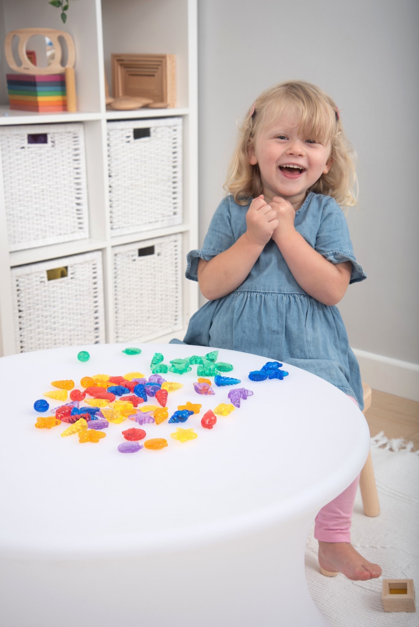 Tickit - Transparant Shelpen Regenboog kleuren Shelpen 72st in potje - Playlaan