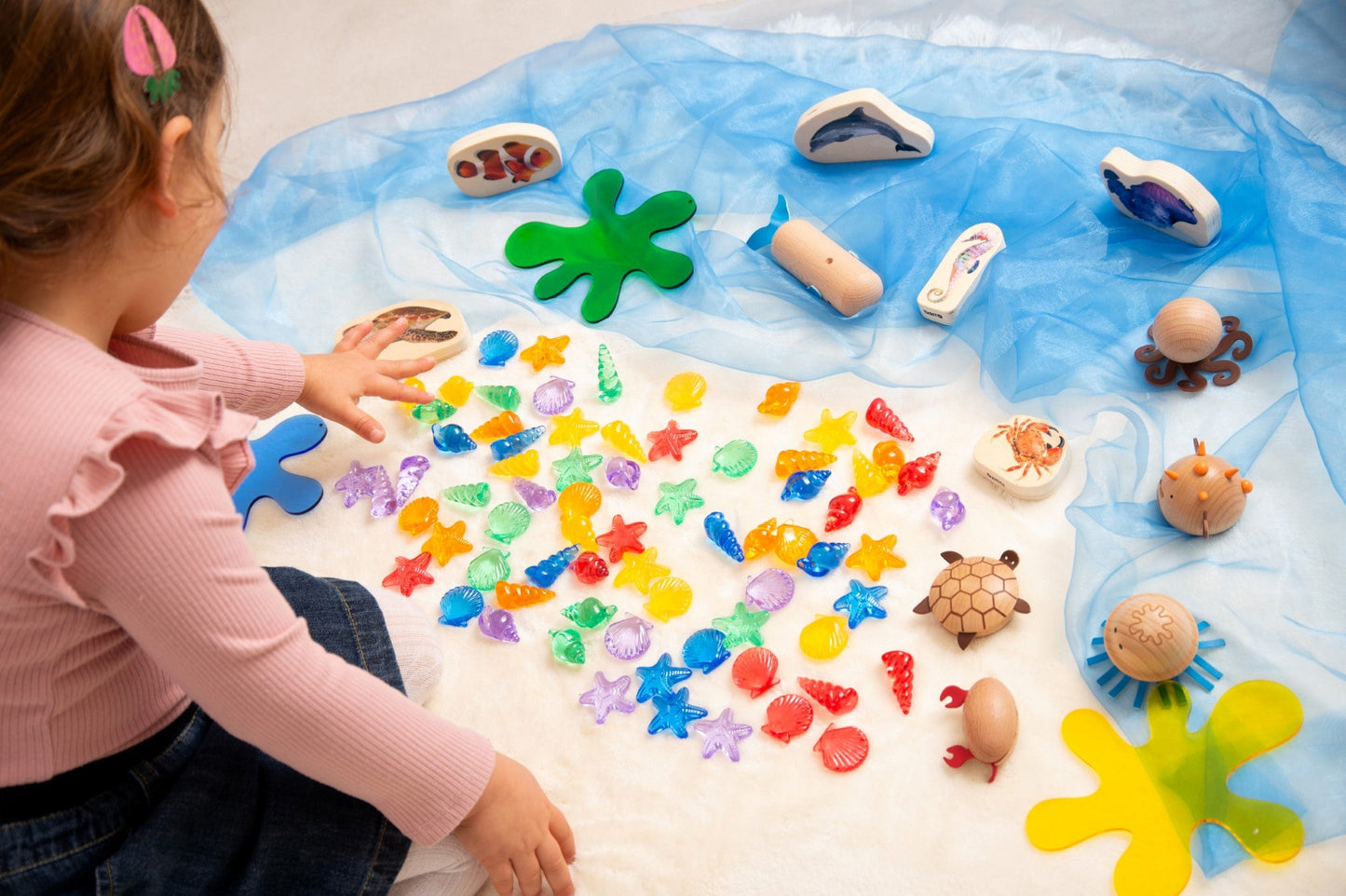 Tickit - Transparant Shelpen Regenboog kleuren Shelpen 72st in potje - Playlaan