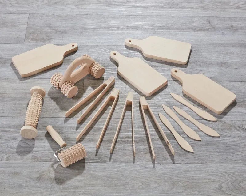 Tuff Tray - Houten gereedschap voor speelklei of kinetisch zand - 15st - Playlaan