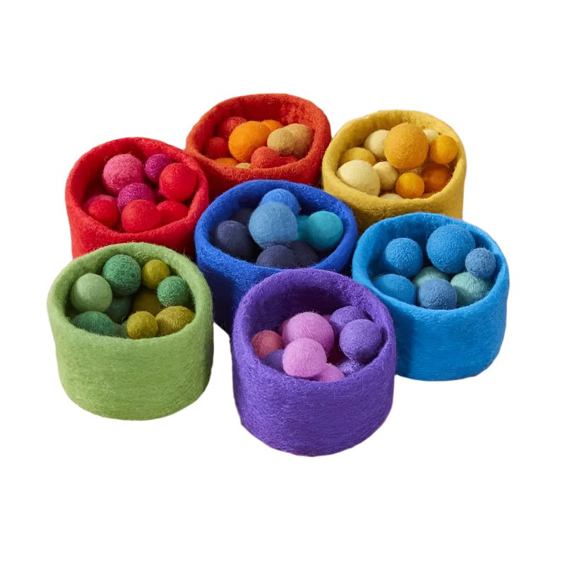 Tuff Tray - Tuff Tray - Regenboog Sorteerspel 7 bakjes incl. 100 ballen gemaakt van wolvilt - Playlaan