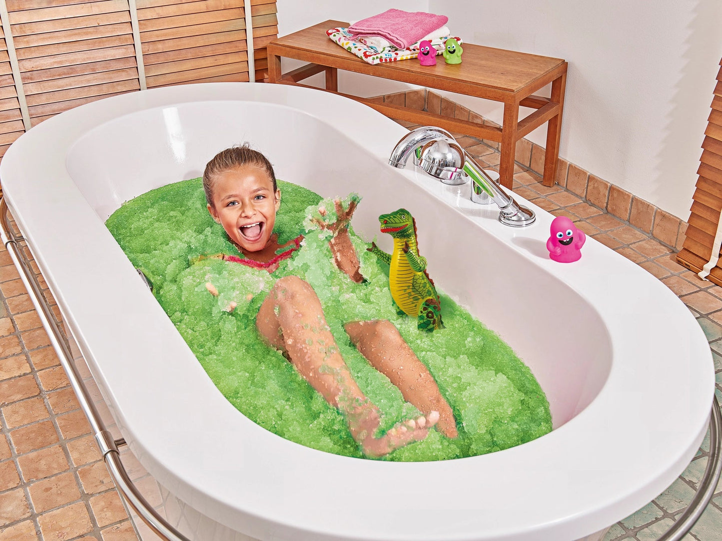 Zimpli Kids - Zimpli Gelli Baff Groen met Opblaasbare Dinosaurus - badspeeltje - Playlaan