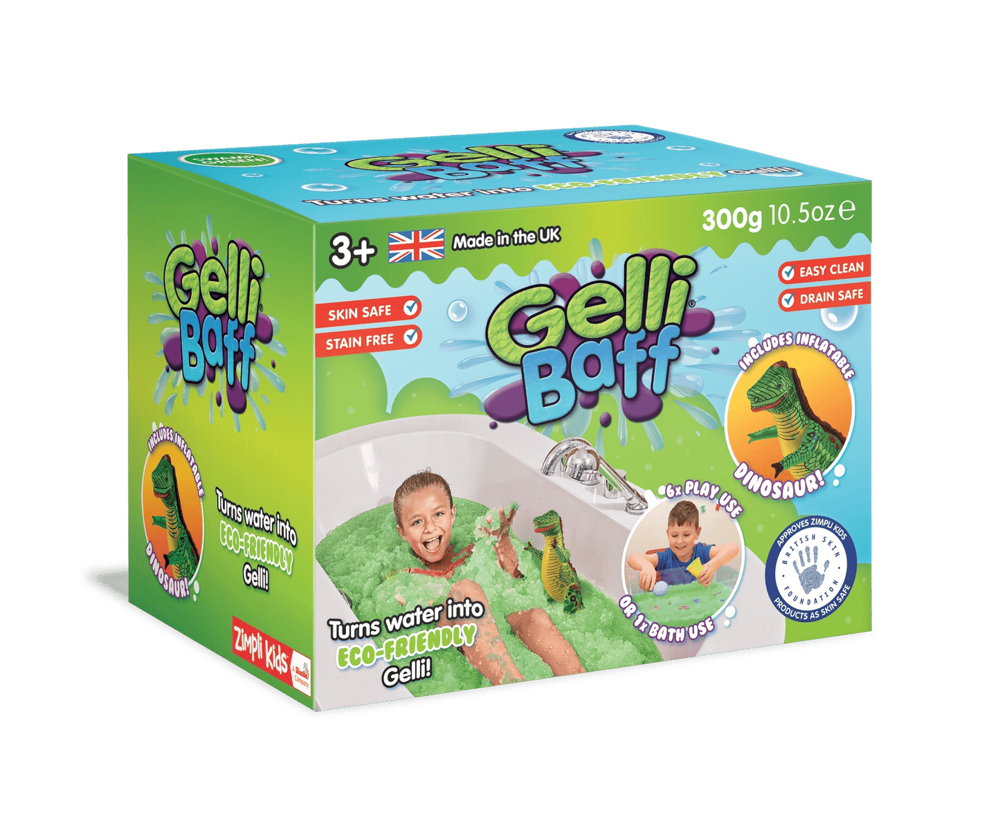 Zimpli Kids - Zimpli Gelli Baff Groen met Opblaasbare Dinosaurus - badspeeltje - Playlaan