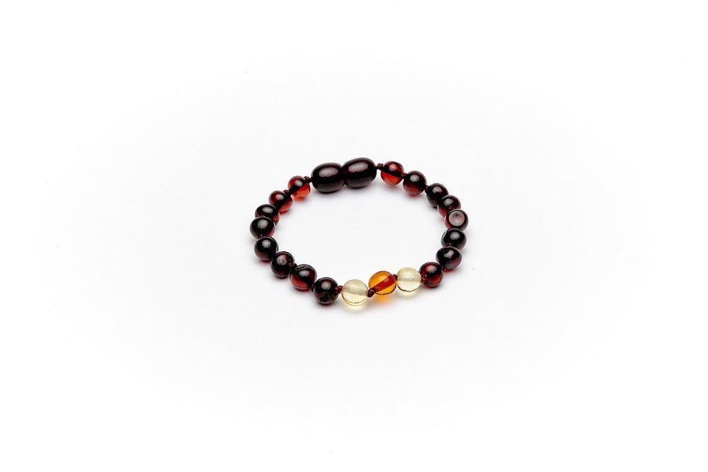 Amber Heart - Barnsteen armband of enkelband baroque cherry/lemon/cognac - Playlaan