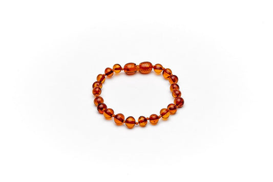 Amber Heart - Barnsteen armband of enkelband baroque cognac - Playlaan